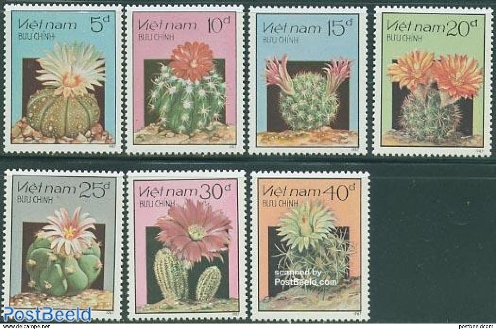 Vietnam 1987 Cactus Flowers 7v, Mint NH, Nature - Cacti - Flowers & Plants - Sukkulenten