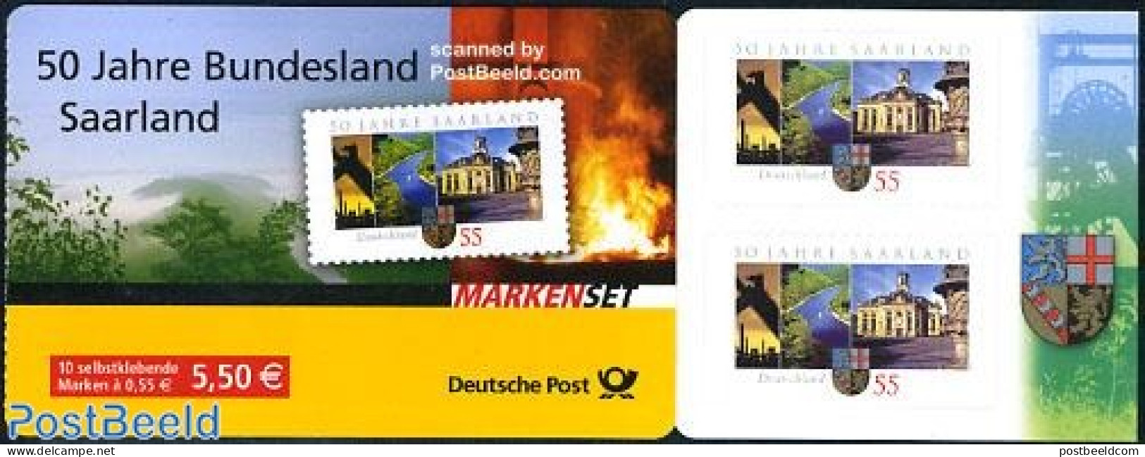Germany, Federal Republic 2007 50 Years Saarland Booklet S-a, Mint NH, History - Transport - Coat Of Arms - Stamp Book.. - Neufs