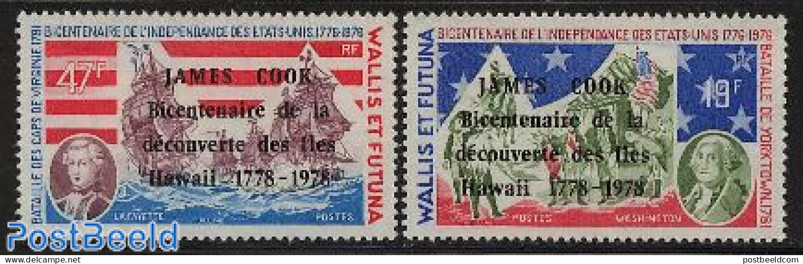 Wallis & Futuna 1978 Cook On Hawaii 2v, Mint NH, History - Transport - Explorers - Ships And Boats - Explorers