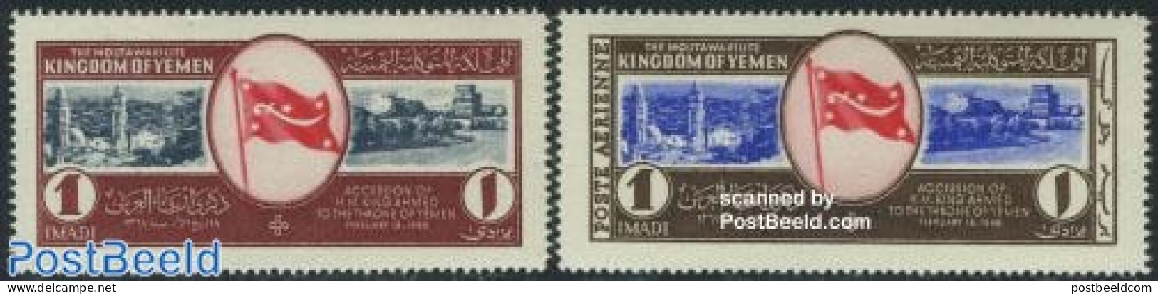 Yemen, Arab Republic 1952 King Ahmed 2v, Mint NH, History - Flags - Kings & Queens (Royalty) - Königshäuser, Adel