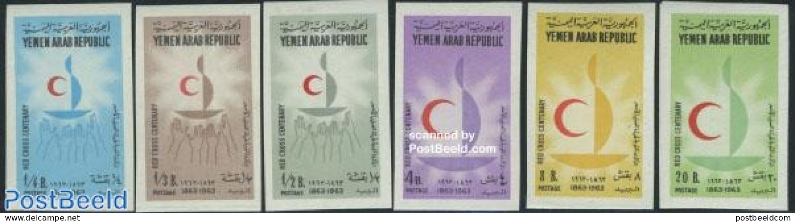 Yemen, Arab Republic 1963 Red Cross 6v Imperforated, Mint NH, Health - Red Cross - Red Cross