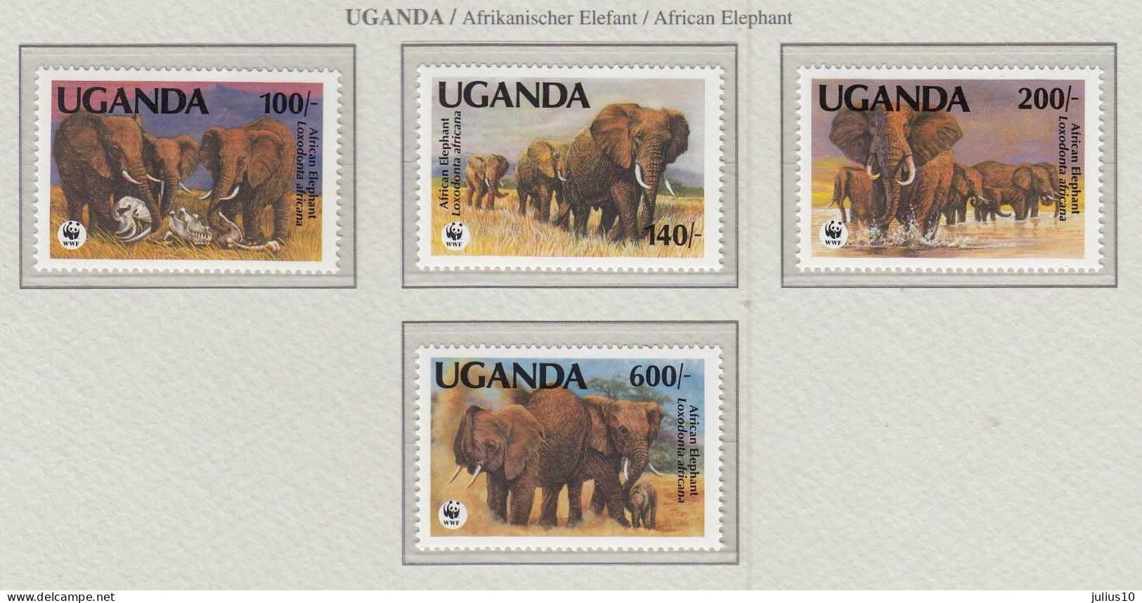 UGANDA 1991 WWF Animals Elephants Mi 960-963 MNH(**) Fauna 801 - Elephants