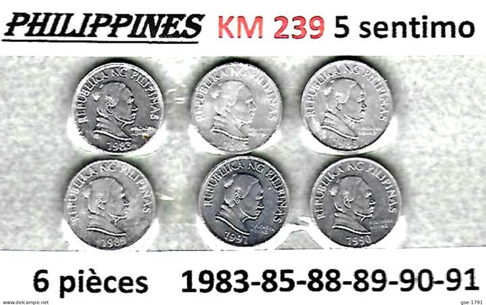 PHILIPPINES  Décimal, Melchora Aquino, 5 Sentimos, KM 239, Série De 6 Pièces  Pr. SUP - Philippinen