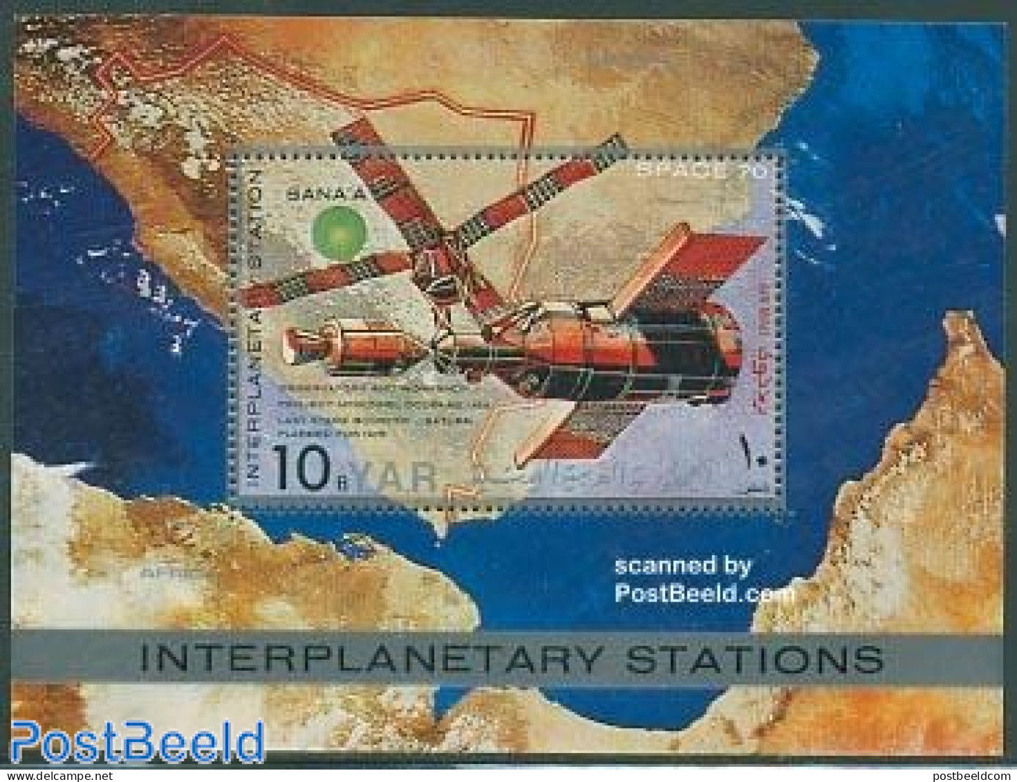 Yemen, Arab Republic 1970 Space S/s, Interplanetary Stations, Mint NH, Transport - Various - Space Exploration - Maps - Géographie
