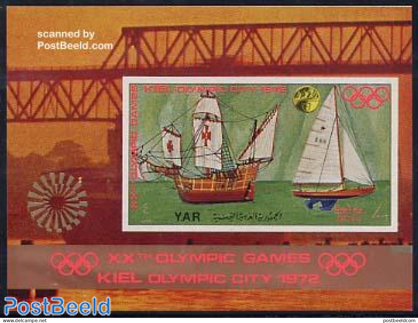 Yemen, Arab Republic 1971 Kiel S/s Imperforated, Mint NH, History - Sport - Transport - Explorers - Olympic Games - Sa.. - Erforscher