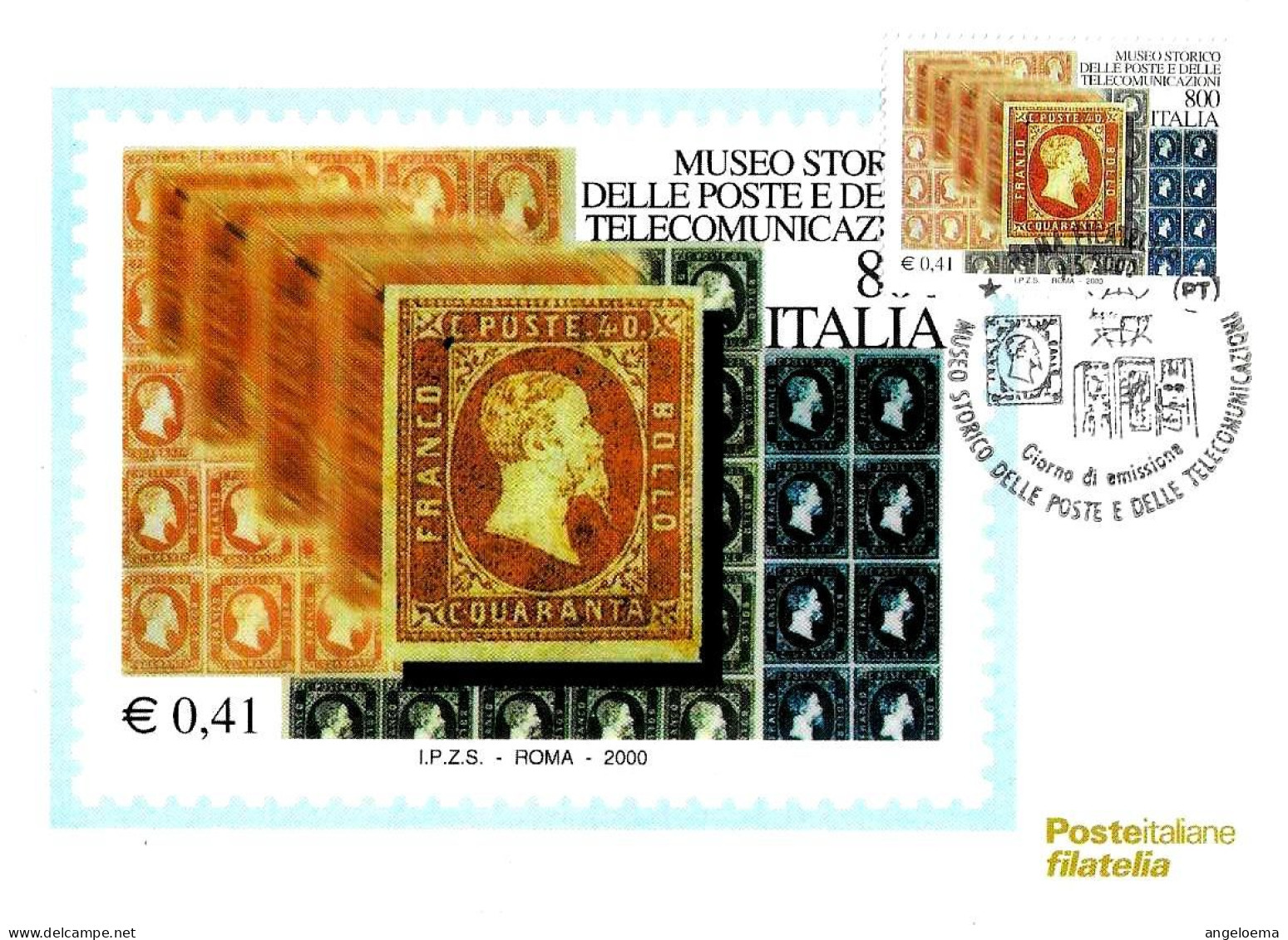 ITALIA ITALY - 2000 ROMA Museo Poste E Telecomunicazioni Francobolli Regno Di Sardegna Annullo Fdc Su Cartolina PT - 770 - Philatelic Exhibitions