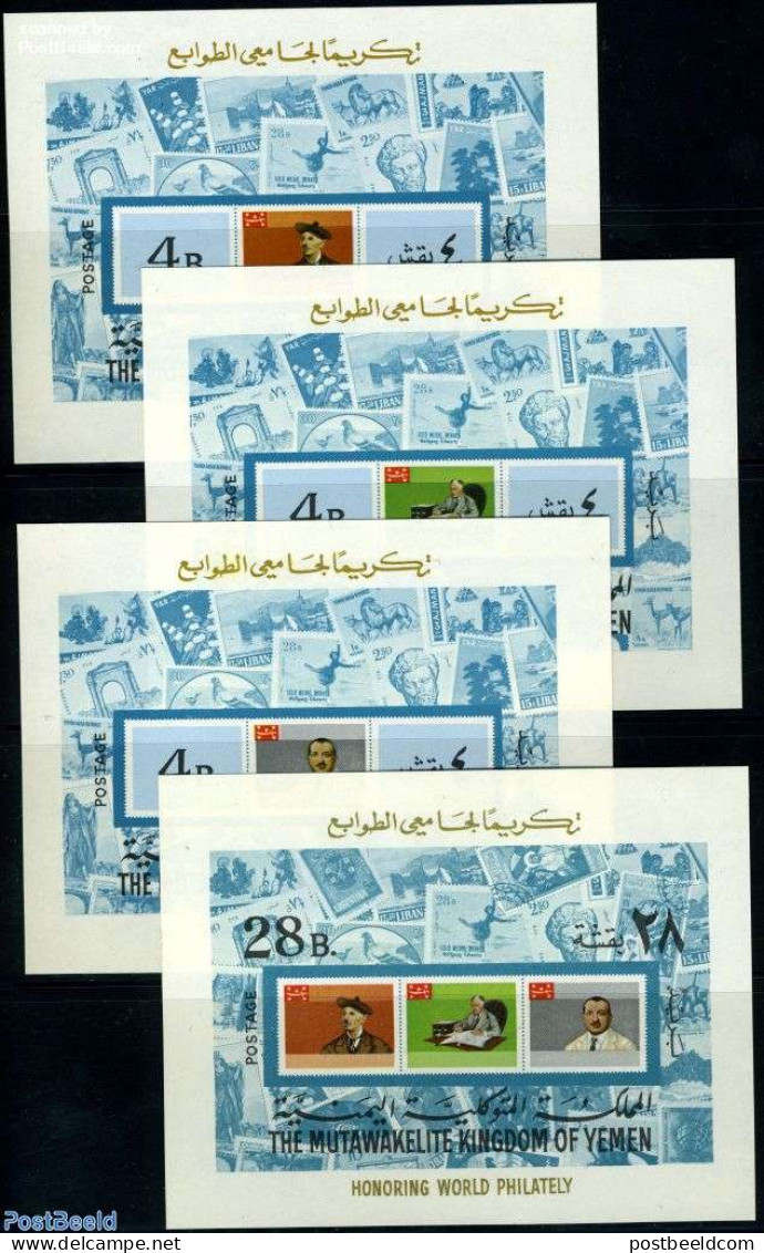 Yemen, Kingdom 1968 Philately 4 S/s, Mint NH, Philately - Stamps On Stamps - Postzegels Op Postzegels