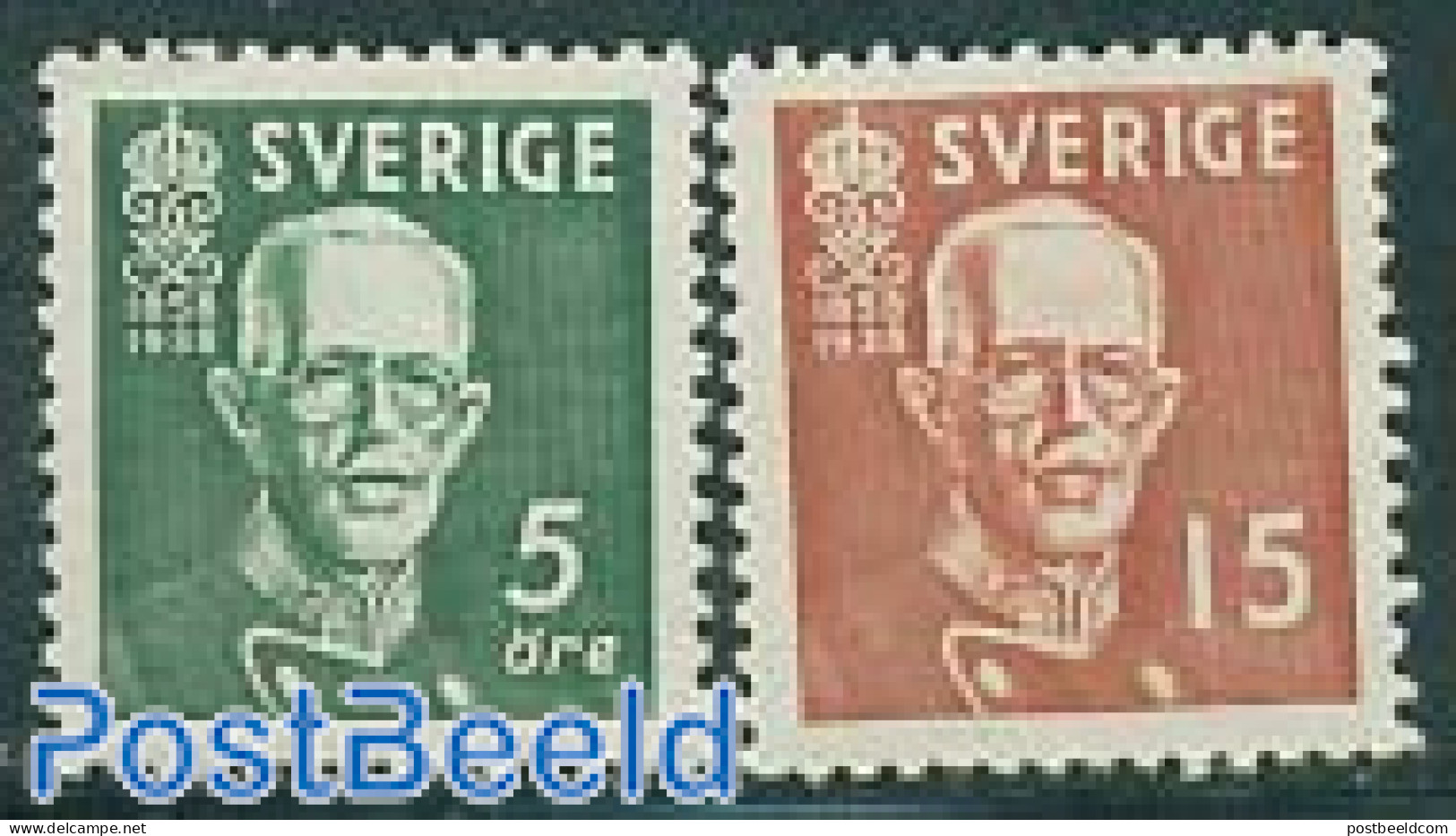 Sweden 1938 King Gustav V 2v (all Sides Perforated), Mint NH, History - Kings & Queens (Royalty) - Nuovi