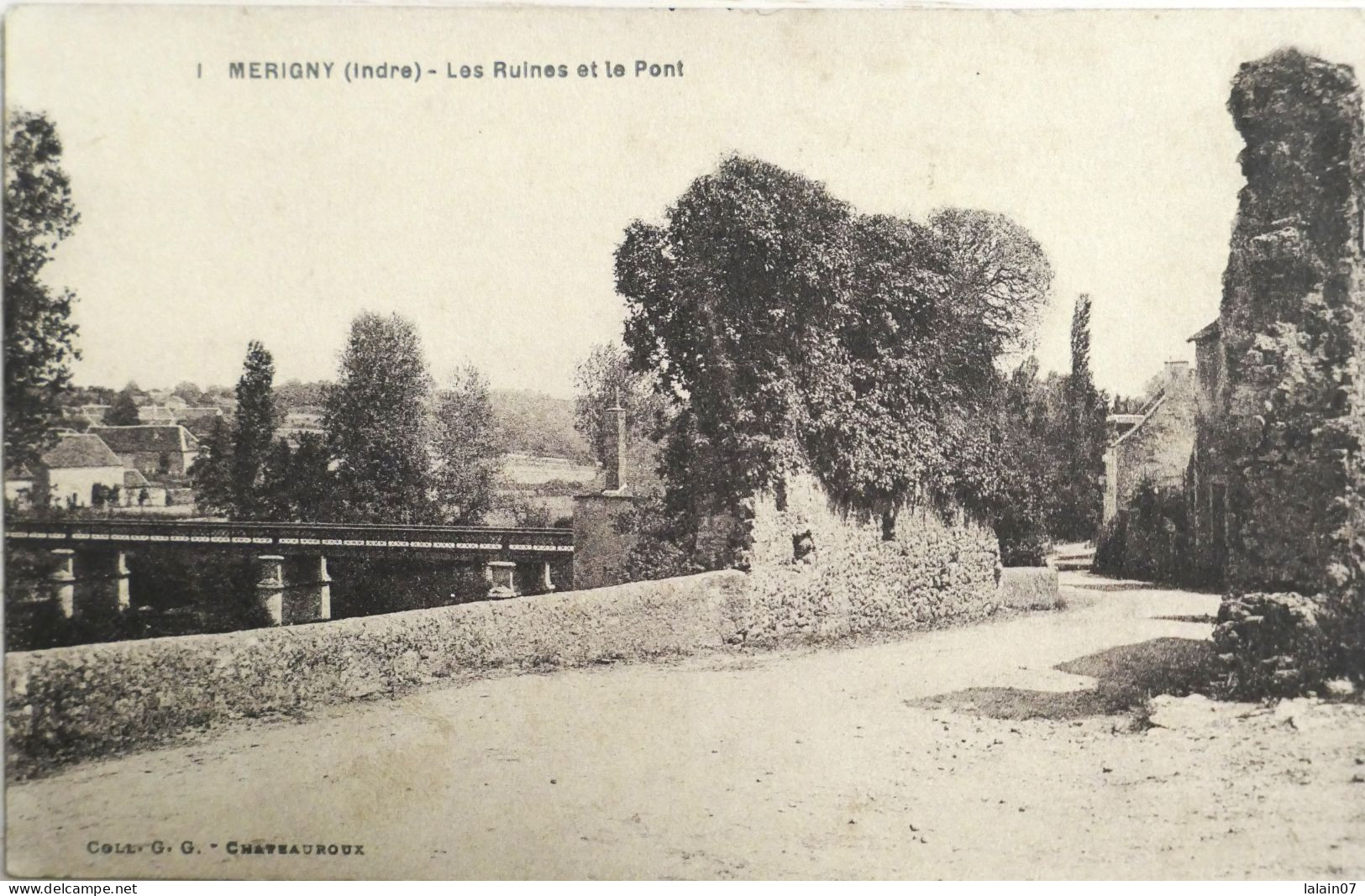 C. P. A. : 36 : MERIGNY (Indre) : Les Ruines Et Le Pont, Timbre En 1931 - Sonstige & Ohne Zuordnung