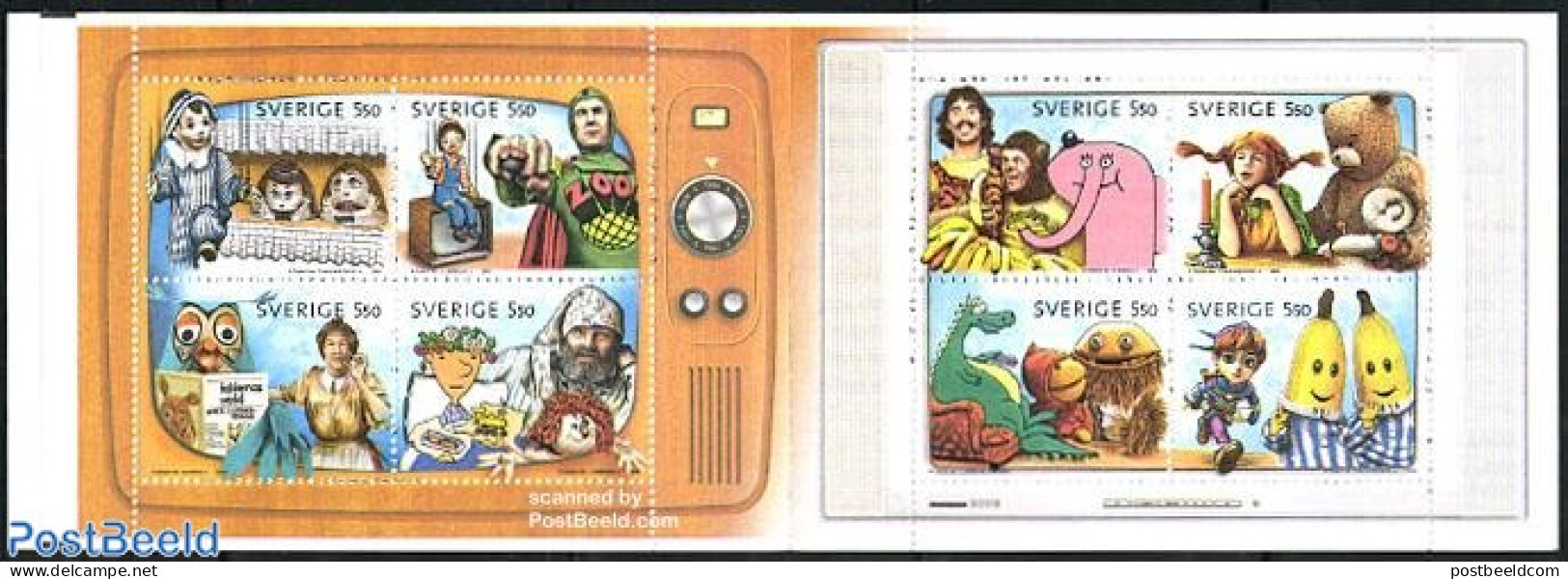 Sweden 2006 Children Television 8v In Booklet, Mint NH, Nature - Performance Art - Bears - Owls - Prehistoric Animals .. - Unused Stamps
