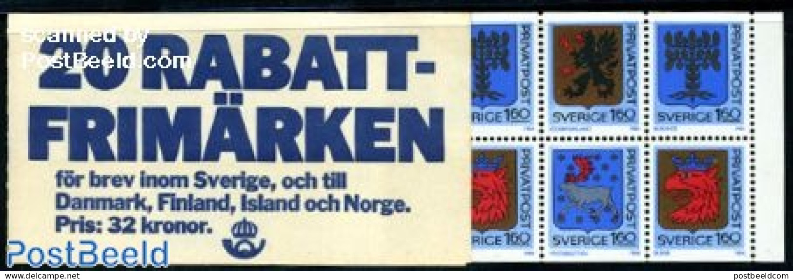 Sweden 1984 Rabatt Stamps Booklet, Mint NH, History - Coat Of Arms - Stamp Booklets - Unused Stamps