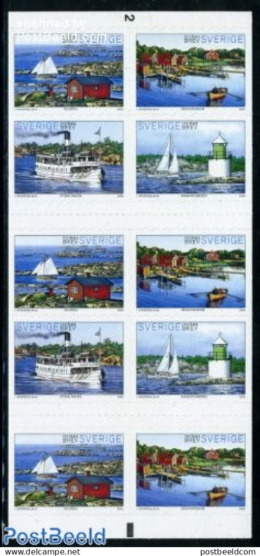 Sweden 2004 Stockholm Archipel Booklet, Mint NH, Transport - Various - Stamp Booklets - Ships And Boats - Lighthouses .. - Ongebruikt