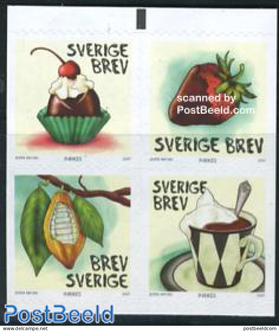 Sweden 2007 Chocolate 4v S-a (from Booklet), Mint NH, Health - Food & Drink - Ongebruikt