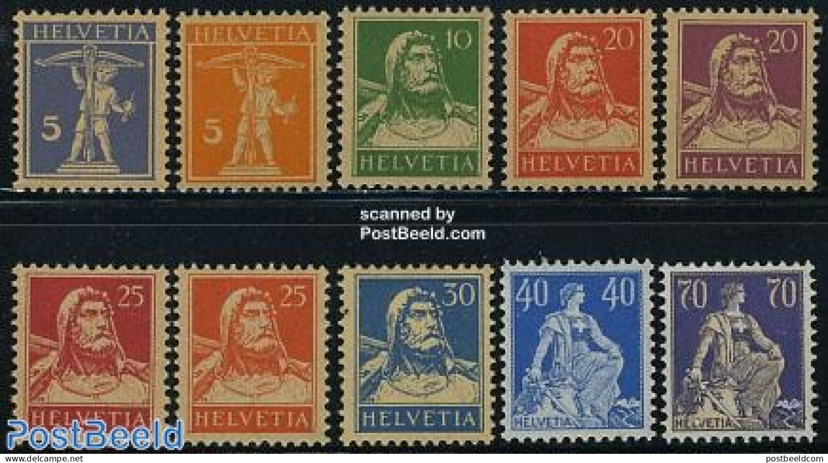 Switzerland 1921 Definitives 10v, Mint NH, Sport - Shooting Sports - Unused Stamps