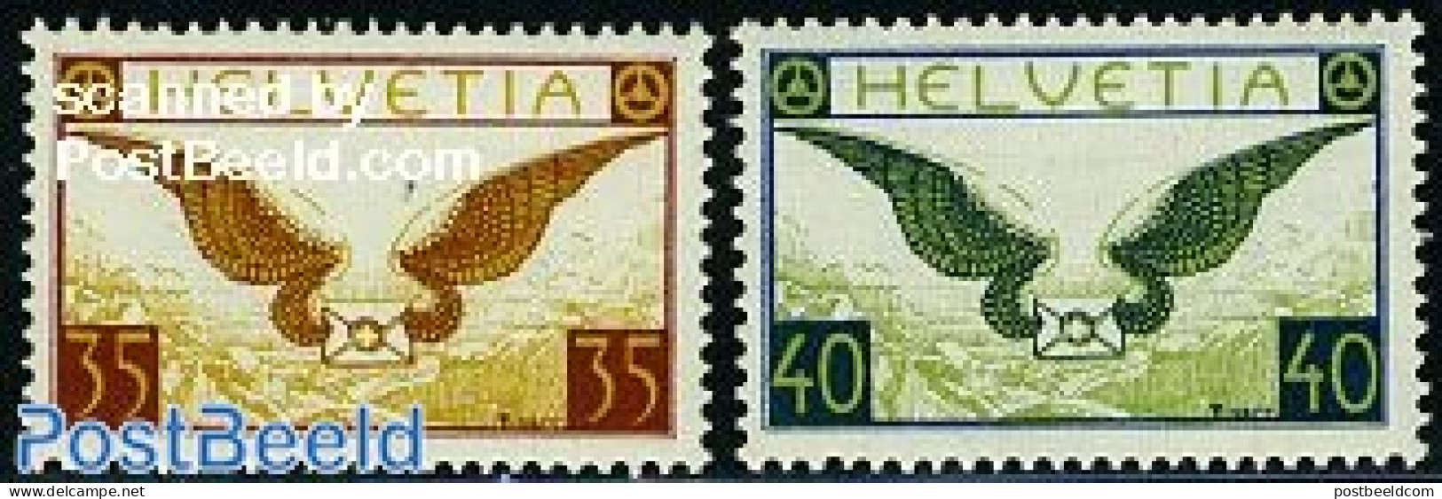 Switzerland 1929 Air Mail Definitives 2v, Mint NH - Ongebruikt