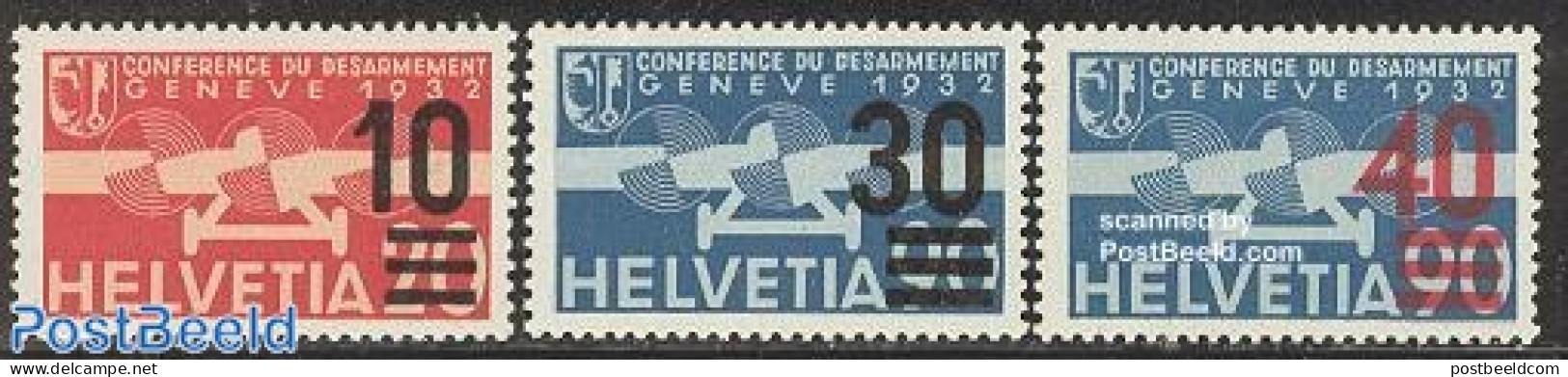 Switzerland 1936 Airmail Overprints 3v, Mint NH, Transport - Aircraft & Aviation - Nuevos