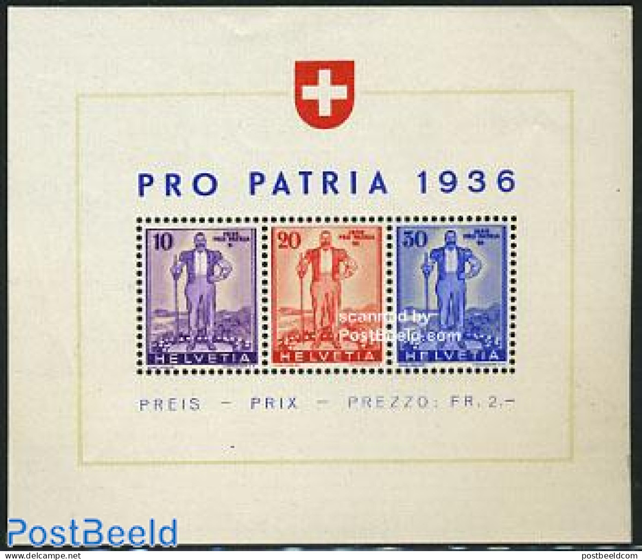 Switzerland 1936 Pro Patria S/s, Unused (hinged) - Unused Stamps