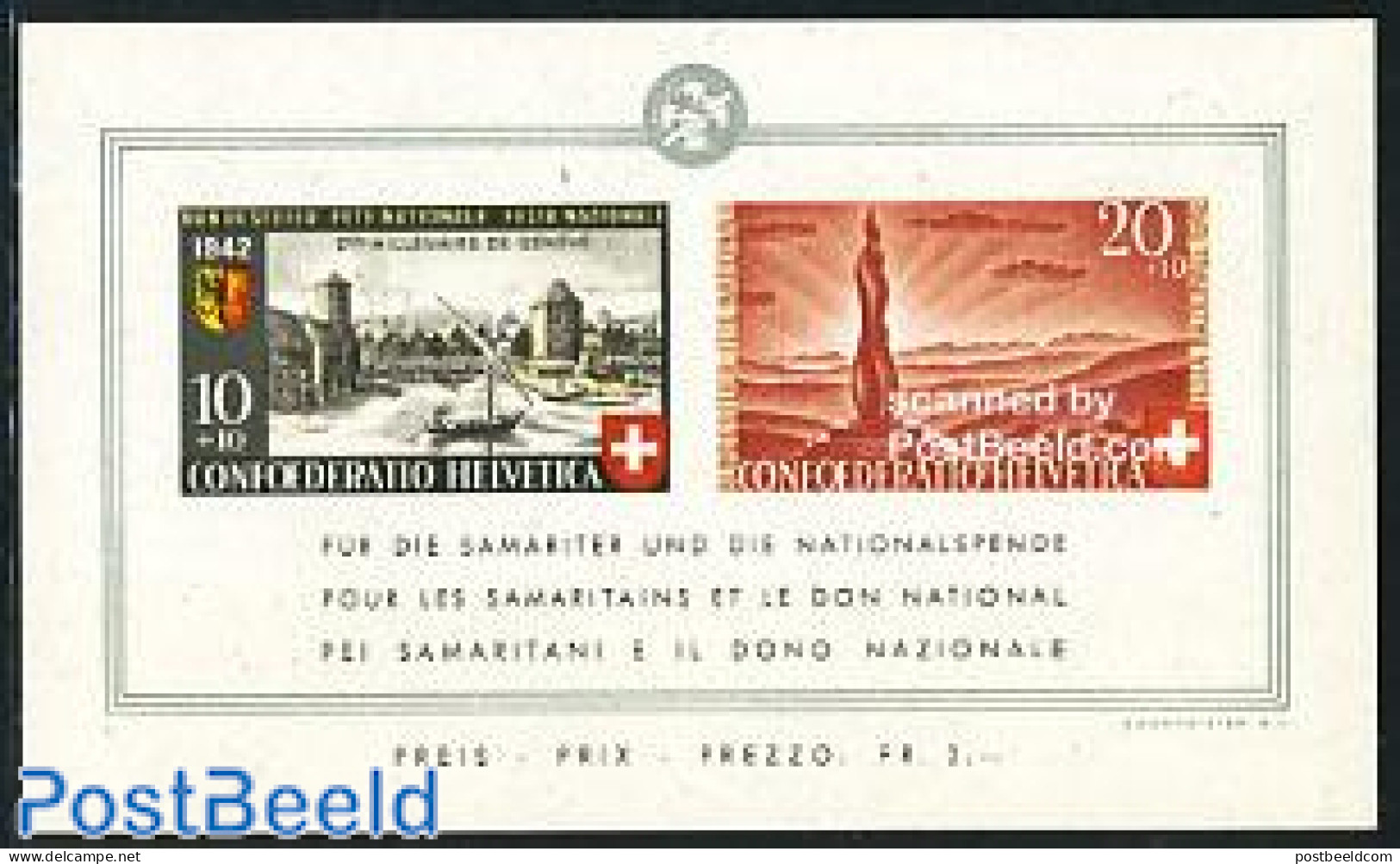 Switzerland 1942 Pro Patria S/s, Unused (hinged), Transport - Ships And Boats - Unused Stamps
