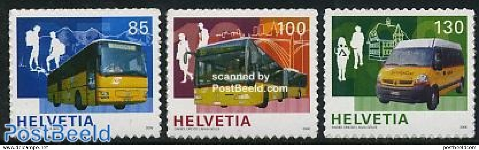 Switzerland 2006 100 Years Postauto 3v S-a, Mint NH, Sport - Transport - Mountains & Mountain Climbing - Automobiles -.. - Nuevos