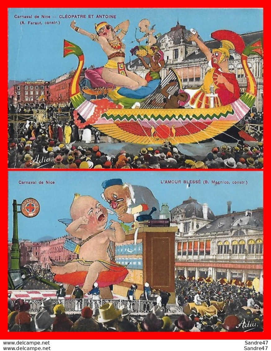2 CPA CARNAVAL De NICE.  Cléopatre Et Antoine / L'Amour Blessé..*8877 - Karneval - Fasching