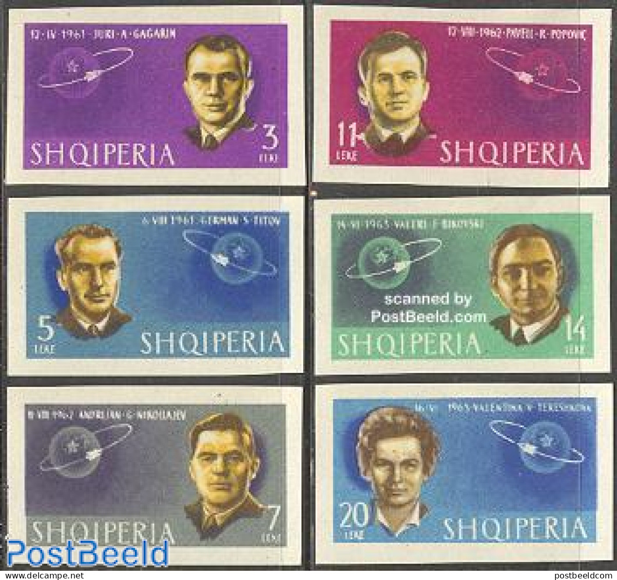 Albania 1963 Cosmonauts 6v Imperforated, Mint NH, Transport - Space Exploration - Albanië