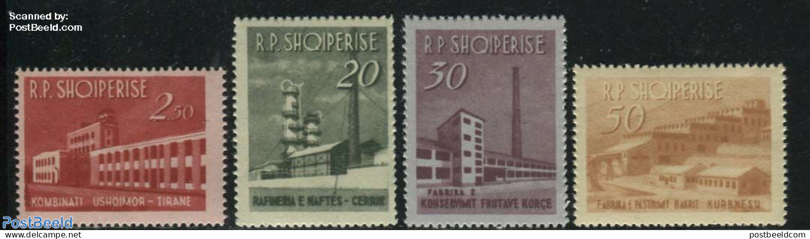 Albania 1963 Industrial Buildings 4v, Mint NH, Various - Industry - Fabriken Und Industrien