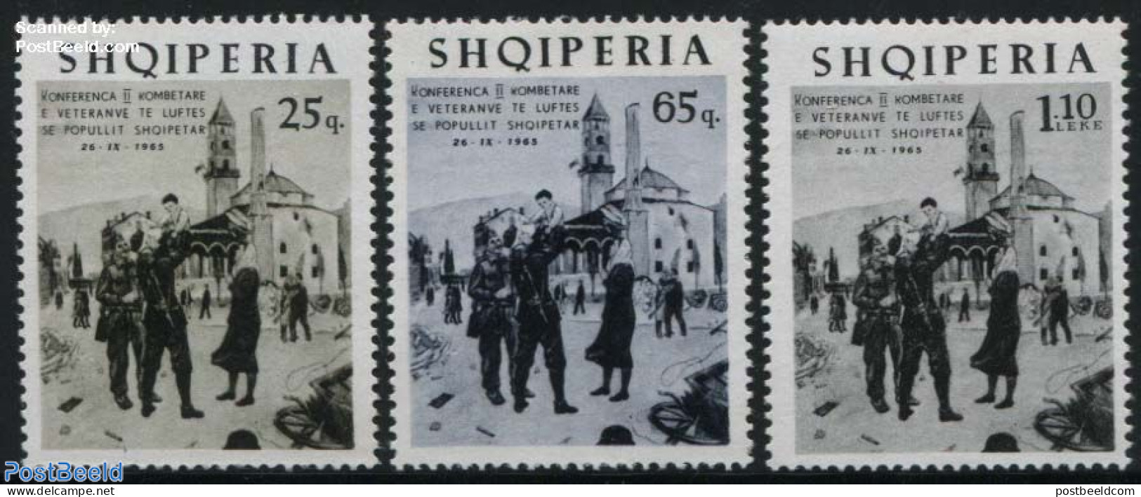 Albania 1965 War Veterans 3v, Mint NH, Religion - Churches, Temples, Mosques, Synagogues - Iglesias Y Catedrales