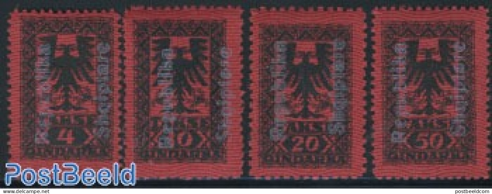 Albania 1925 Postage Due Overprints 4v, Unused (hinged), History - Coat Of Arms - Albanien