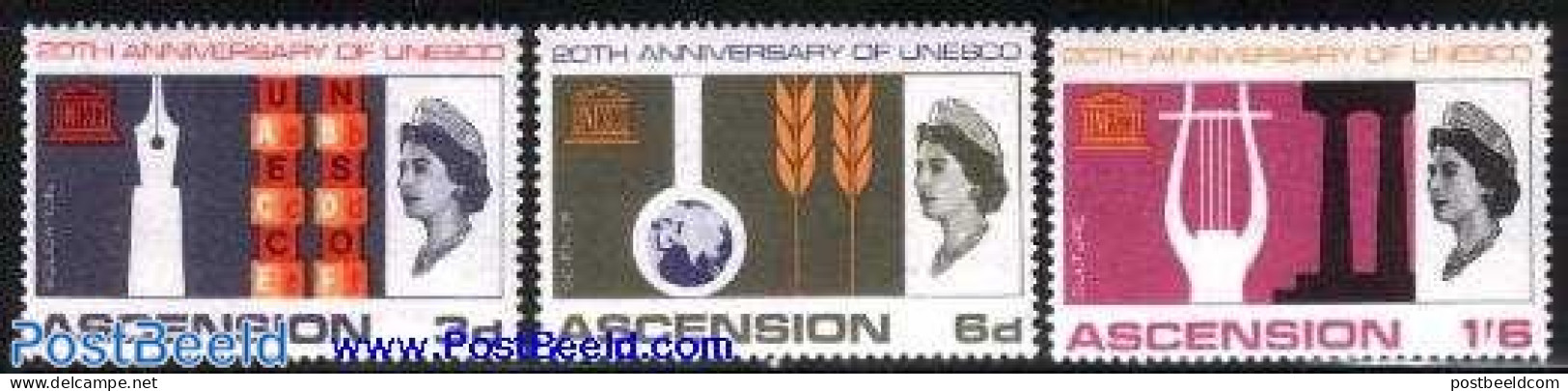 Ascension 1967 UNESCO 3v, Unused (hinged), History - Unesco - Ascensión