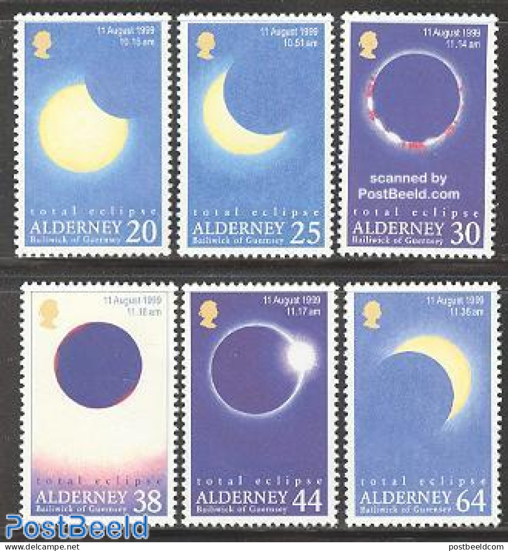 Alderney 1999 Solar Eclipse 6v, Mint NH, Science - Astronomy - Astrology