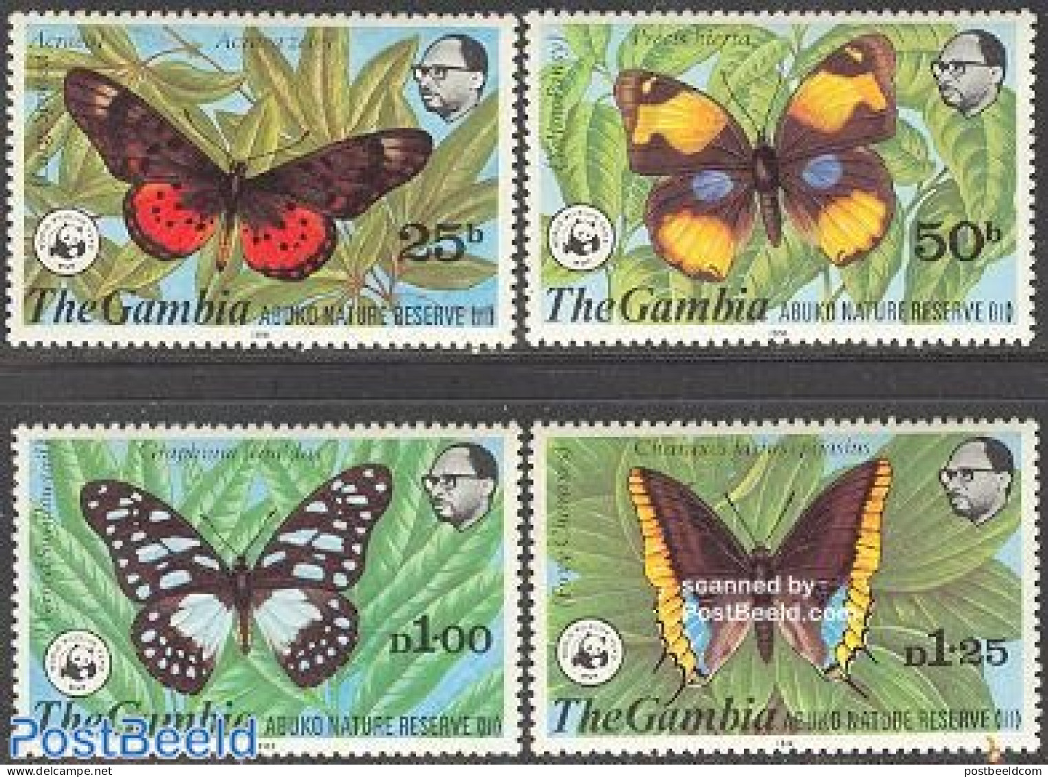 Gambia 1980 WWF, Butterflies 4v, Mint NH, Nature - Butterflies - World Wildlife Fund (WWF) - Gambie (...-1964)