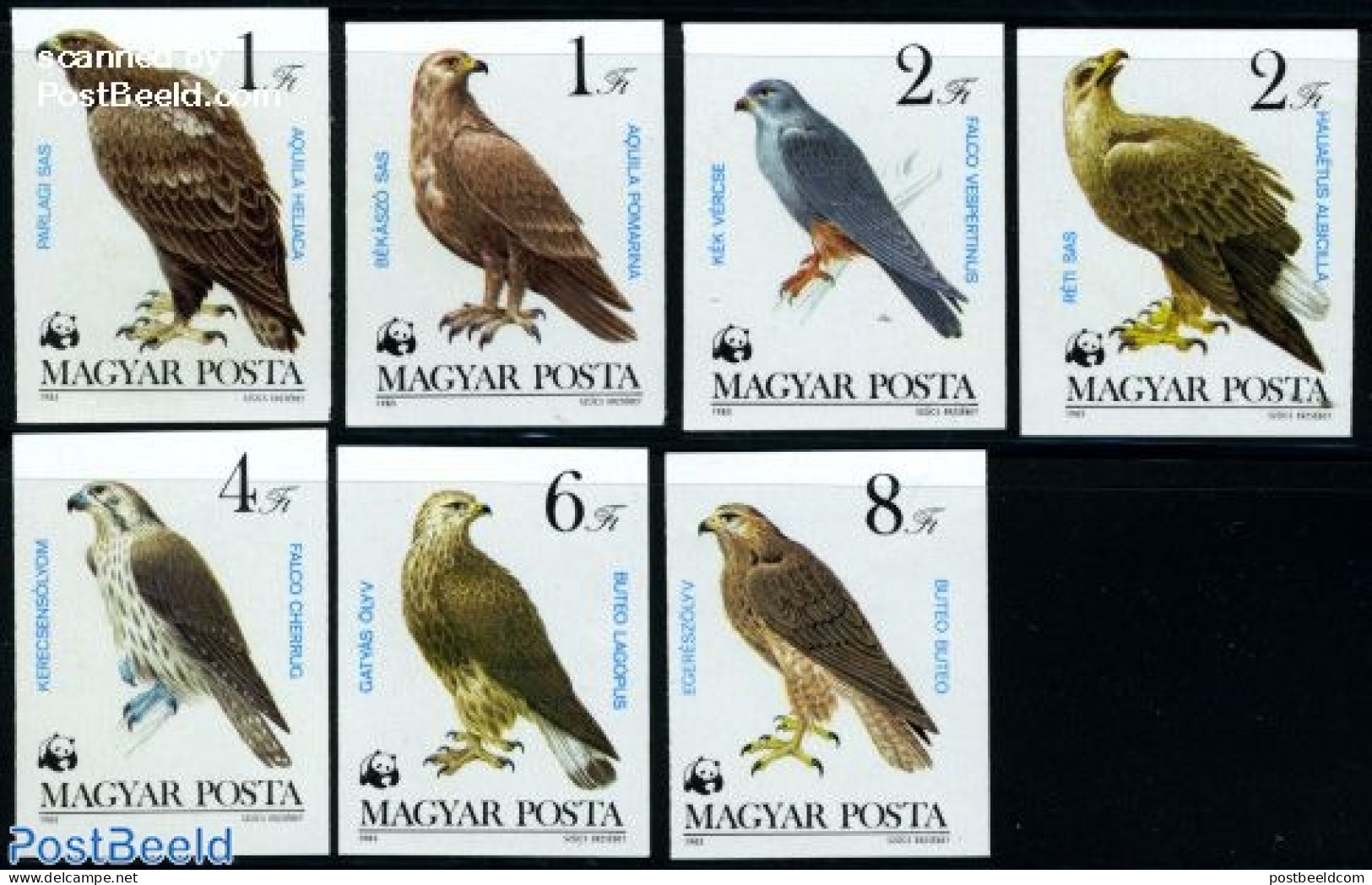 Hungary 1983 WWF, Birds 7v Imperforated, Mint NH, Nature - Birds - Birds Of Prey - World Wildlife Fund (WWF) - Unused Stamps