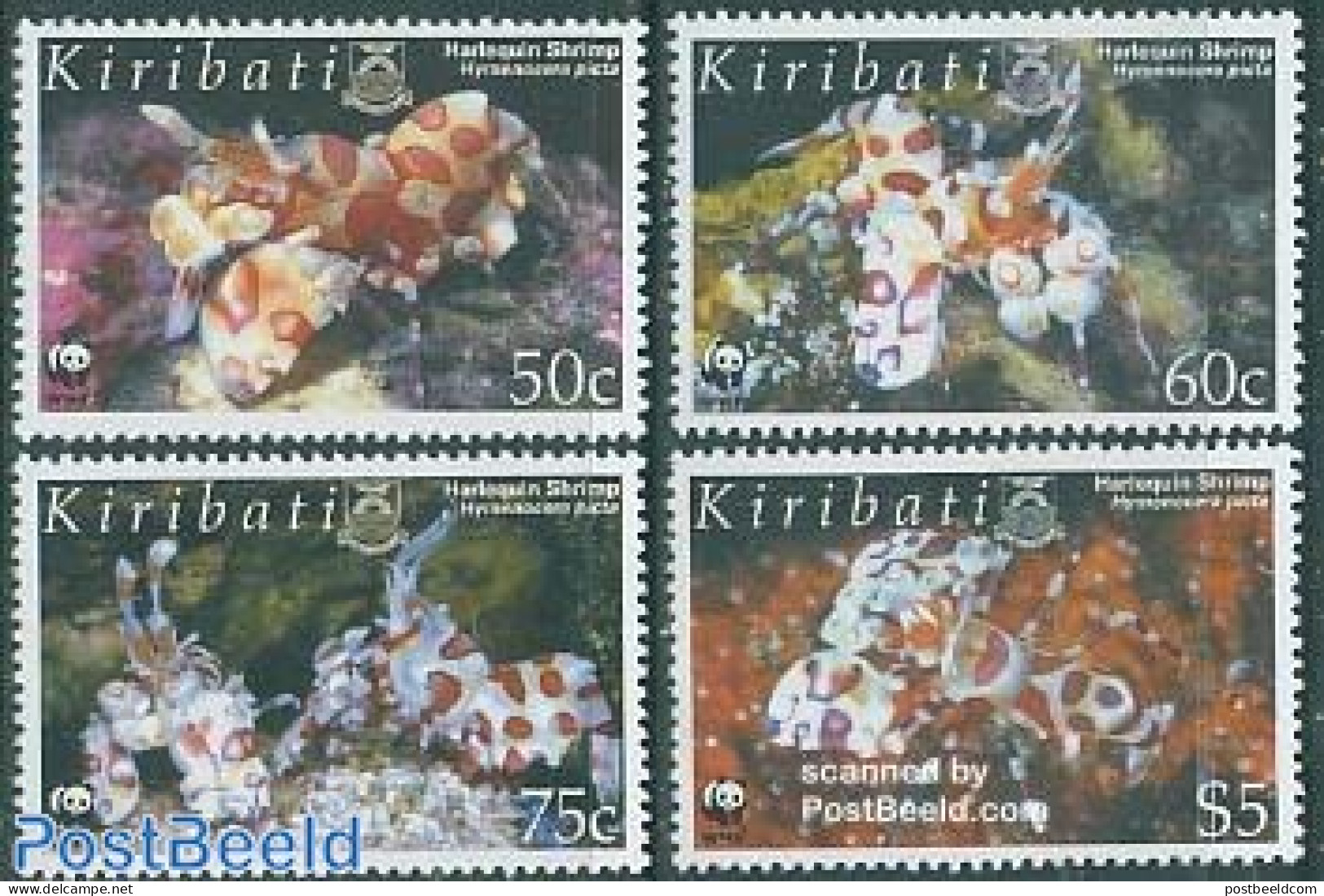 Kiribati 2005 WWF, Harlequin Shrimp 4v, Mint NH, Nature - Shells & Crustaceans - World Wildlife Fund (WWF) - Mundo Aquatico