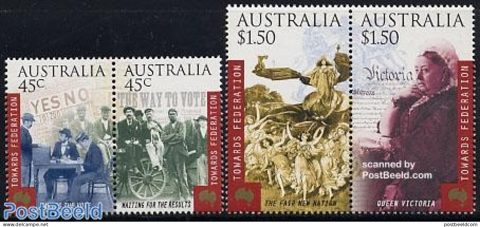 Australia 2000 100 Years Independence 2x2v [:], Mint NH, History - History - Kings & Queens (Royalty) - Neufs