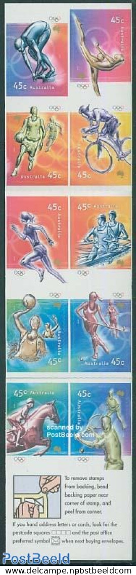 Australia 2000 Olympic Games 10v S-a In Booklet, Mint NH, Sport - Cycling - Kayaks & Rowing - Olympic Games - Tennis -.. - Ongebruikt