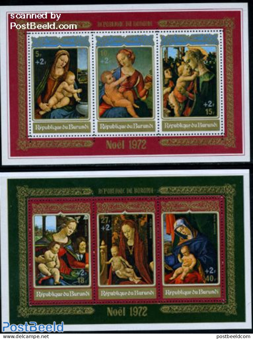 Burundi 1972 Christmas 2 S/s, Mint NH, Religion - Christmas - Religion - Paintings - Raphael - Navidad