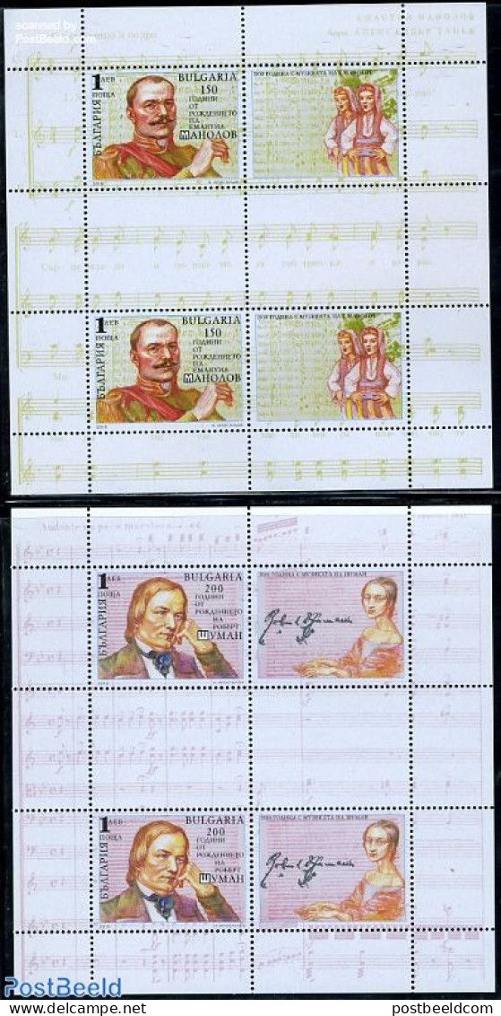 Bulgaria 2010 Composers 2 S/s, Mint NH, Performance Art - Music - Unused Stamps