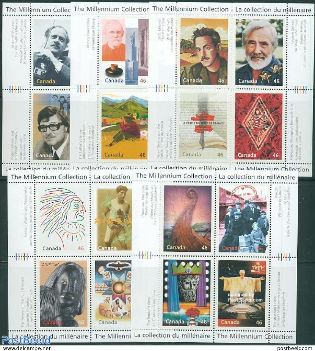 Canada 2000 Millennium 5 S/s, Mint NH, History - Performance Art - Sport - Transport - Various - Newspapers & Journali.. - Unused Stamps