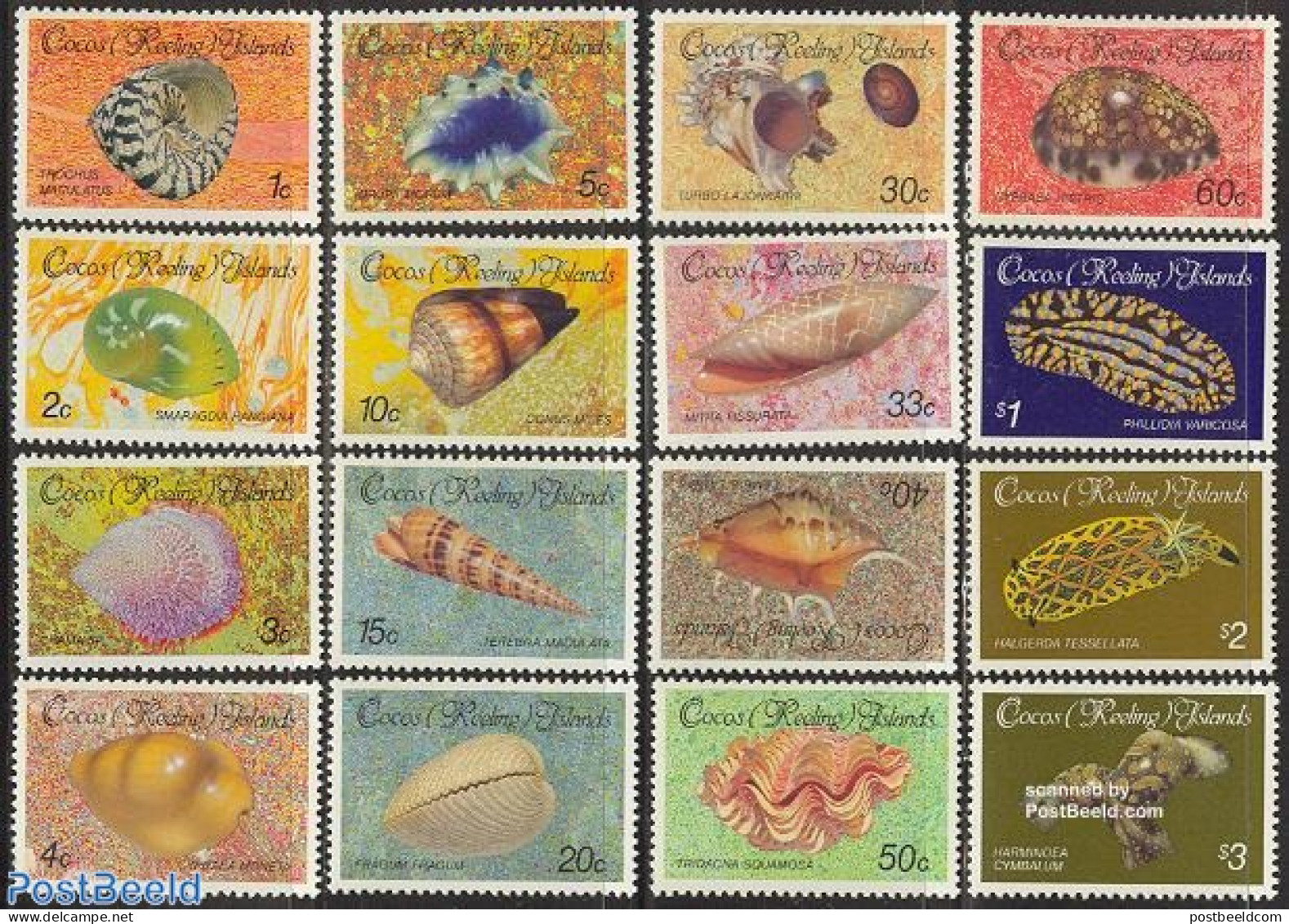 Cocos Islands 1985 Definitives, Shells 16v, Mint NH, Nature - Shells & Crustaceans - Mundo Aquatico