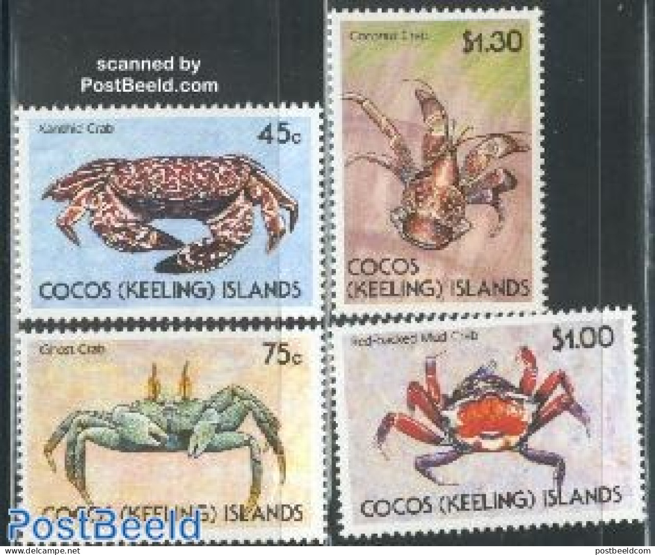 Cocos Islands 1990 Crabs 4v, Mint NH, Nature - Shells & Crustaceans - Crabs And Lobsters - Marine Life