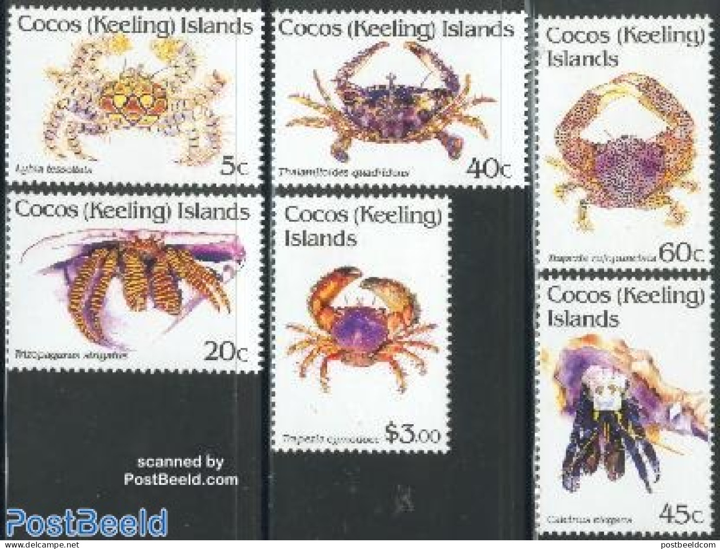 Cocos Islands 1992 Crabs 6v, Mint NH, Nature - Shells & Crustaceans - Crabs And Lobsters - Mundo Aquatico