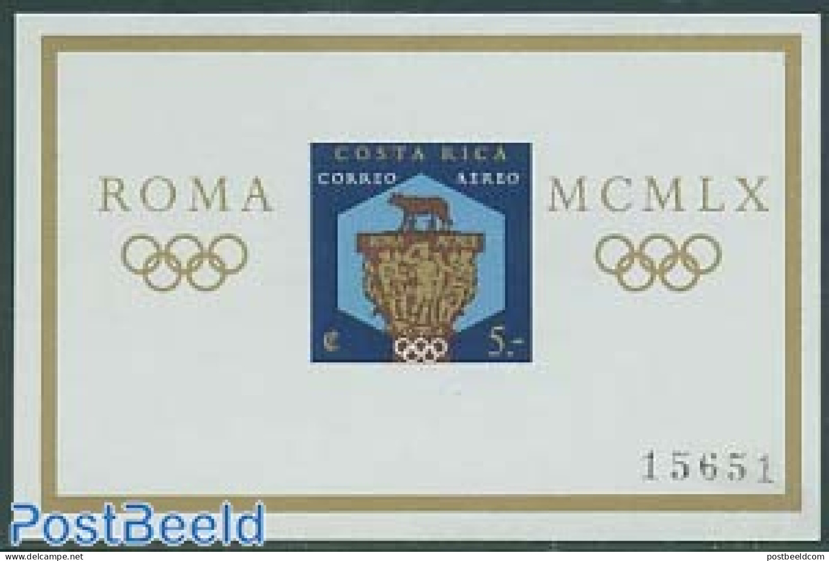 Costa Rica 1960 Olympic Games S/s Imperforated, Mint NH, Sport - Olympic Games - Costa Rica