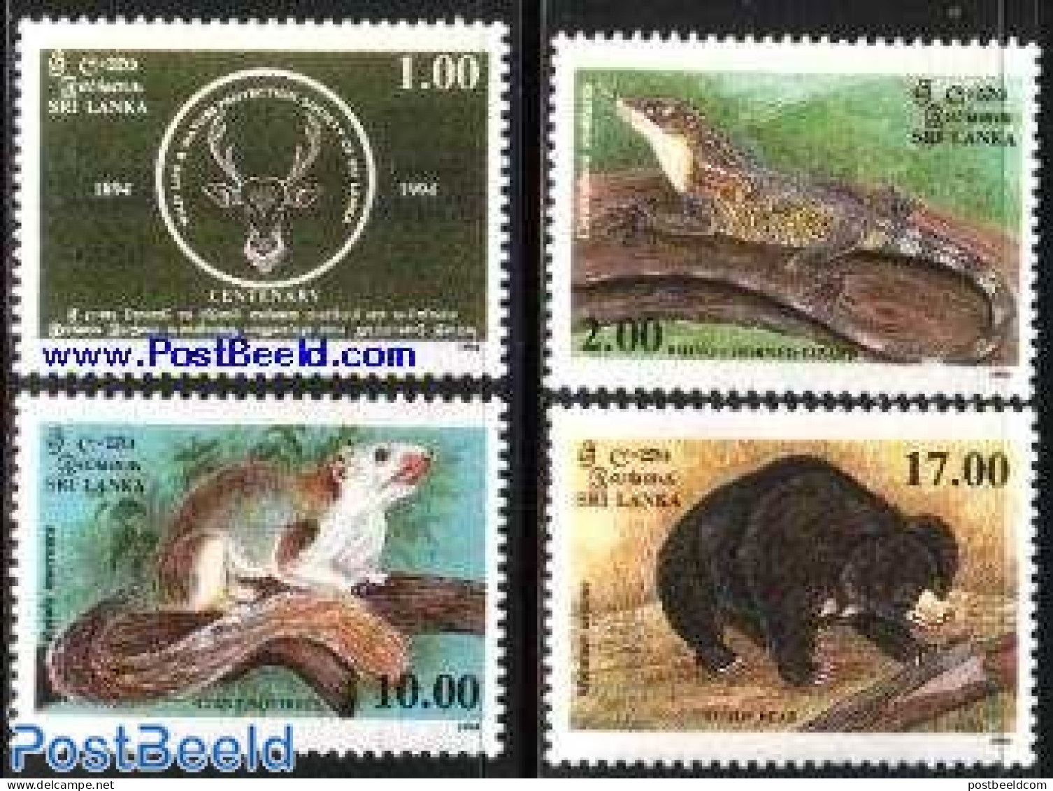 Sri Lanka (Ceylon) 1994 Animal Protection 4v, Mint NH, Nature - Animals (others & Mixed) - Bears - Reptiles - Sri Lanka (Ceylon) (1948-...)
