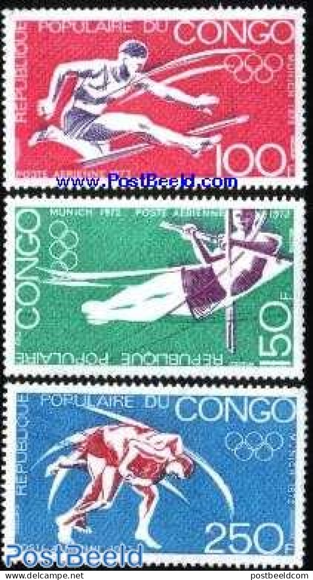 Congo Republic 1972 Olympic Games Munich 3v, Mint NH, Sport - Athletics - Boxing - Olympic Games - Atletismo