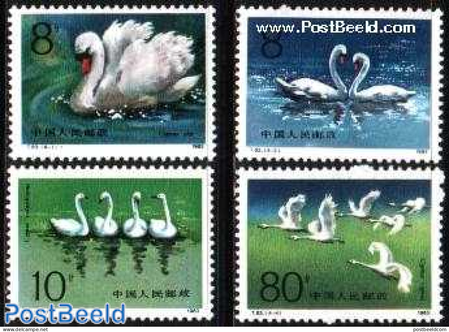 China People’s Republic 1983 Swans 4v, Mint NH, Nature - Birds - Ducks - Swans - Nuevos
