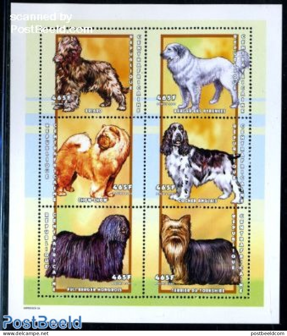 Central Africa 2001 Dogs 6v M/s, Mint NH - Zentralafrik. Republik