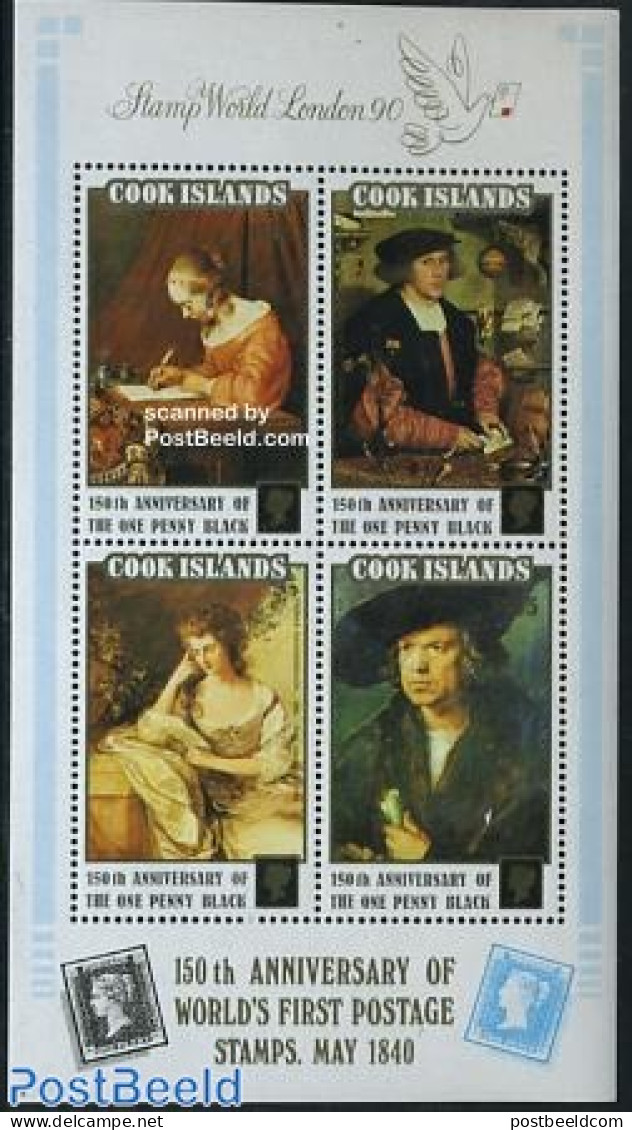 Cook Islands 1990 Stamp World 90 S/s, Mint NH, Philately - Stamps On Stamps - Art - Dürer, Albrecht - Paintings - Briefmarken Auf Briefmarken