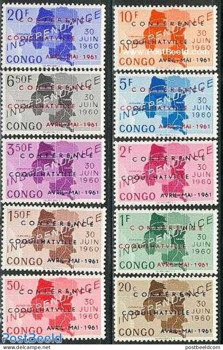 Congo (Kinshasa) 1961 Coquilhatville Conference 10v, Mint NH, Various - Maps - Aardrijkskunde
