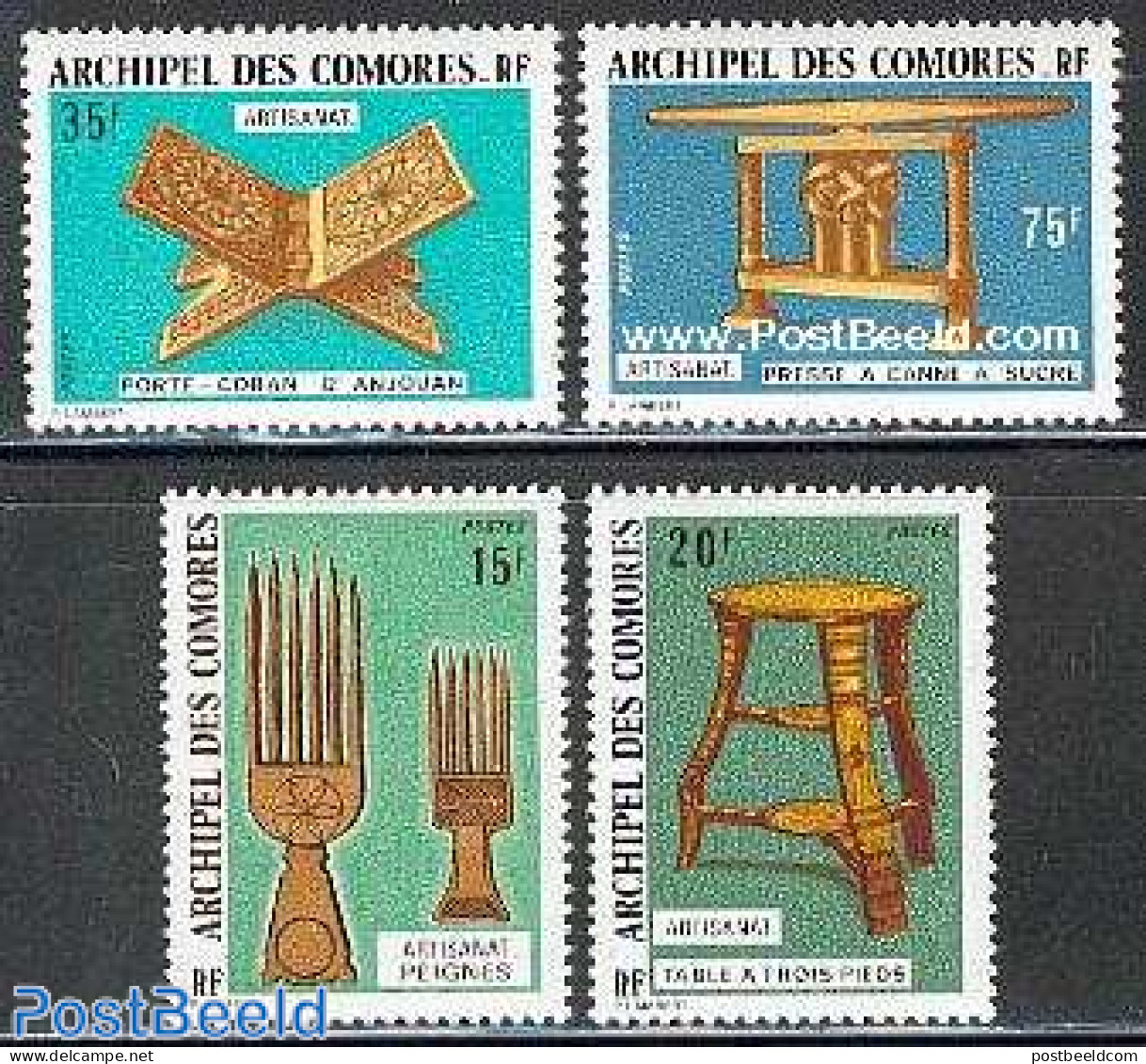 Comoros 1974 Art Objects 4v, Mint NH, Art - Handicrafts - Comores (1975-...)