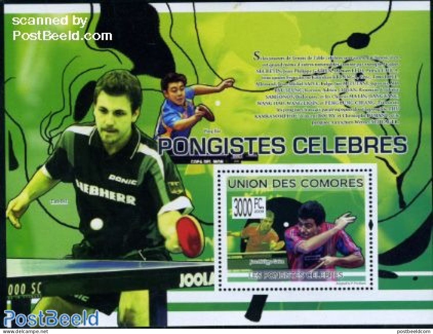 Comoros 2009 Table Tennis Celebrities S/s, Mint NH, Sport - Sport (other And Mixed) - Table Tennis - Tafeltennis